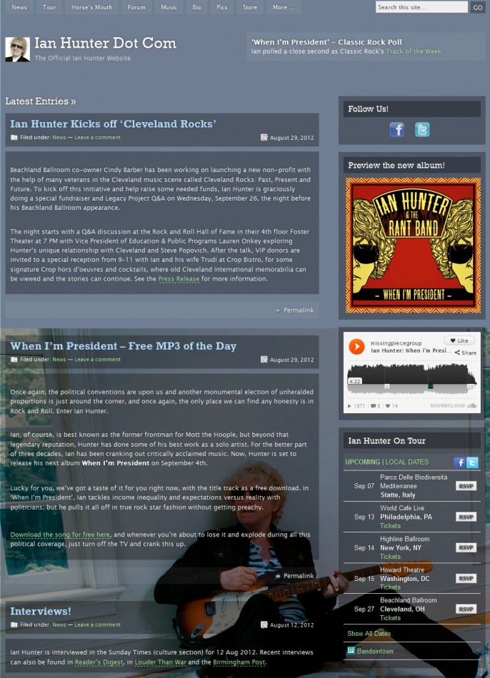 IanHunter.com - Redesigned Site